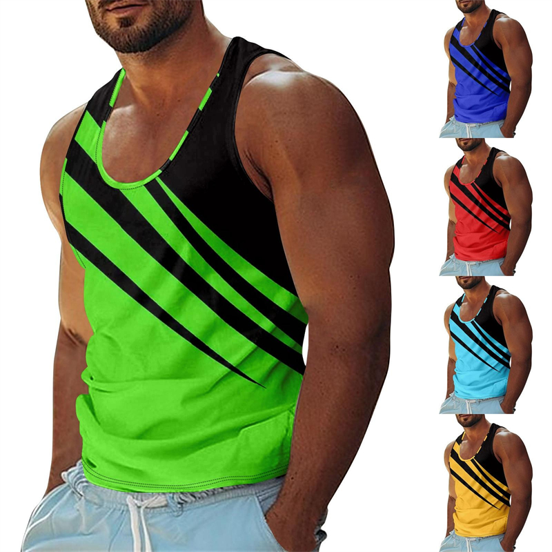 Summer Clothing Trends 2025 - Летняя повседневная майка в полоску, мужская