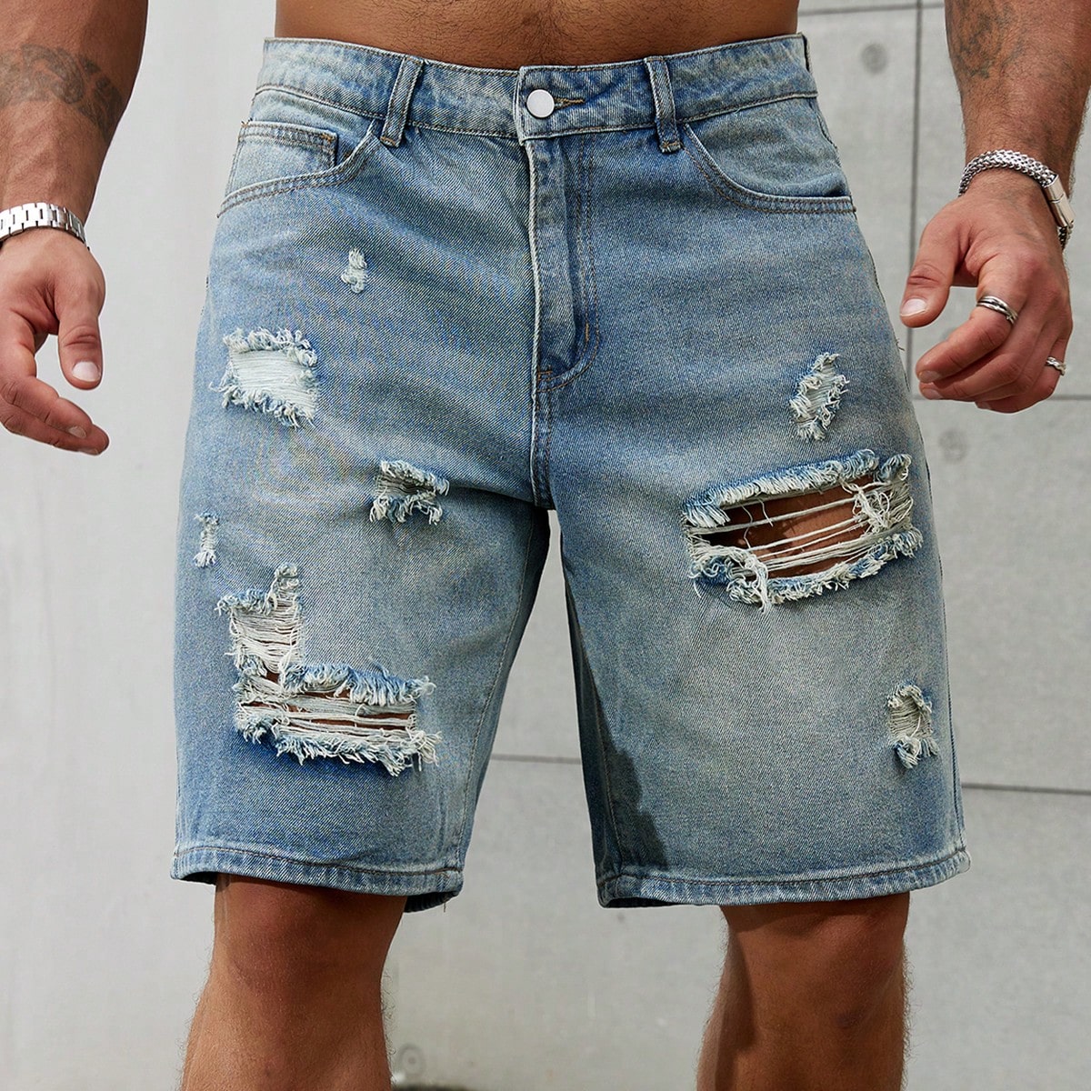 Summer Clothing Brands Men - Шорты мужские рваные из джинсовой ткани,