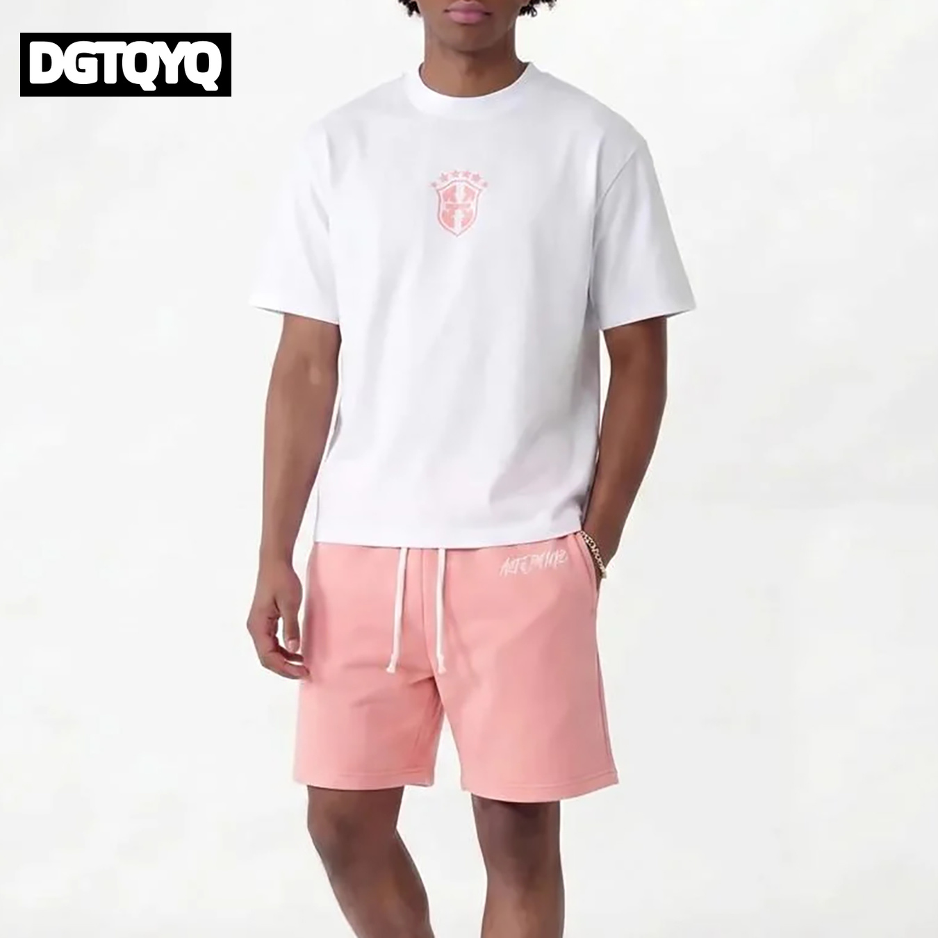 Summer Clothing Petite - Мужской летний комплект: новые розовые вышитые