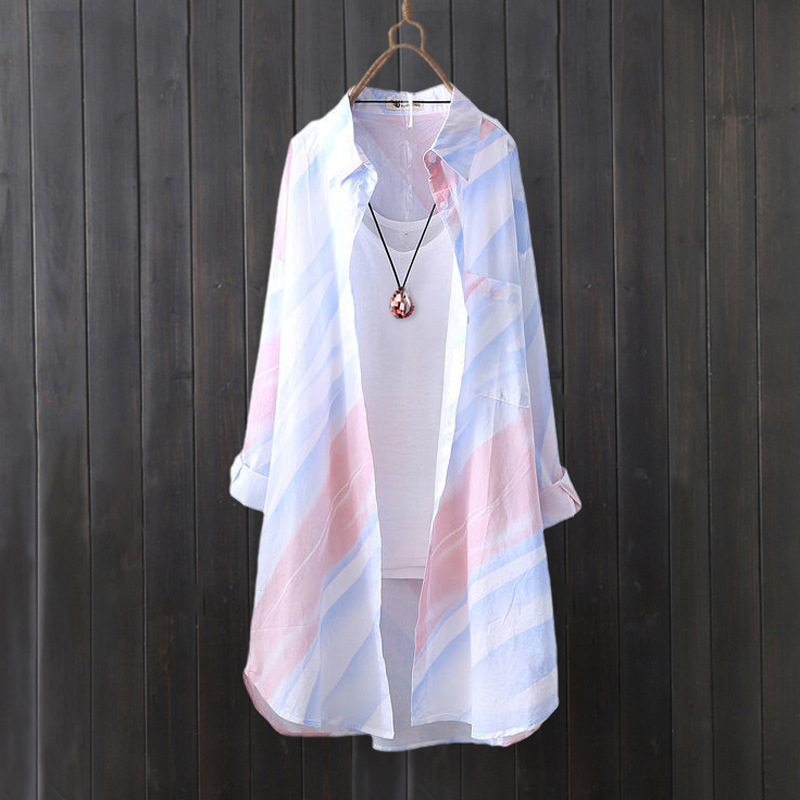 Summer Clothing Design - Шифоновая рубашка женская летняя средней длины