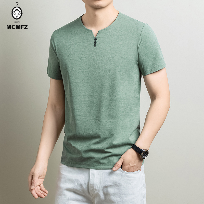 Summer Clothing Office - Мужская базовая футболка-хенли из комфортной хлопковой