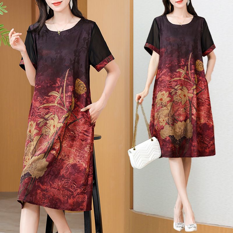 Summer Clothing For Women Over 60 - Элегантное платье средней длины с принтом