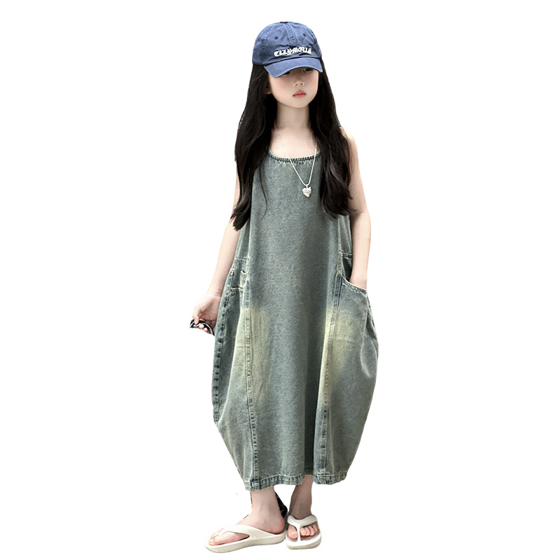 Yours Summer Clothing - Винтажное синее детское джинсовое платье без