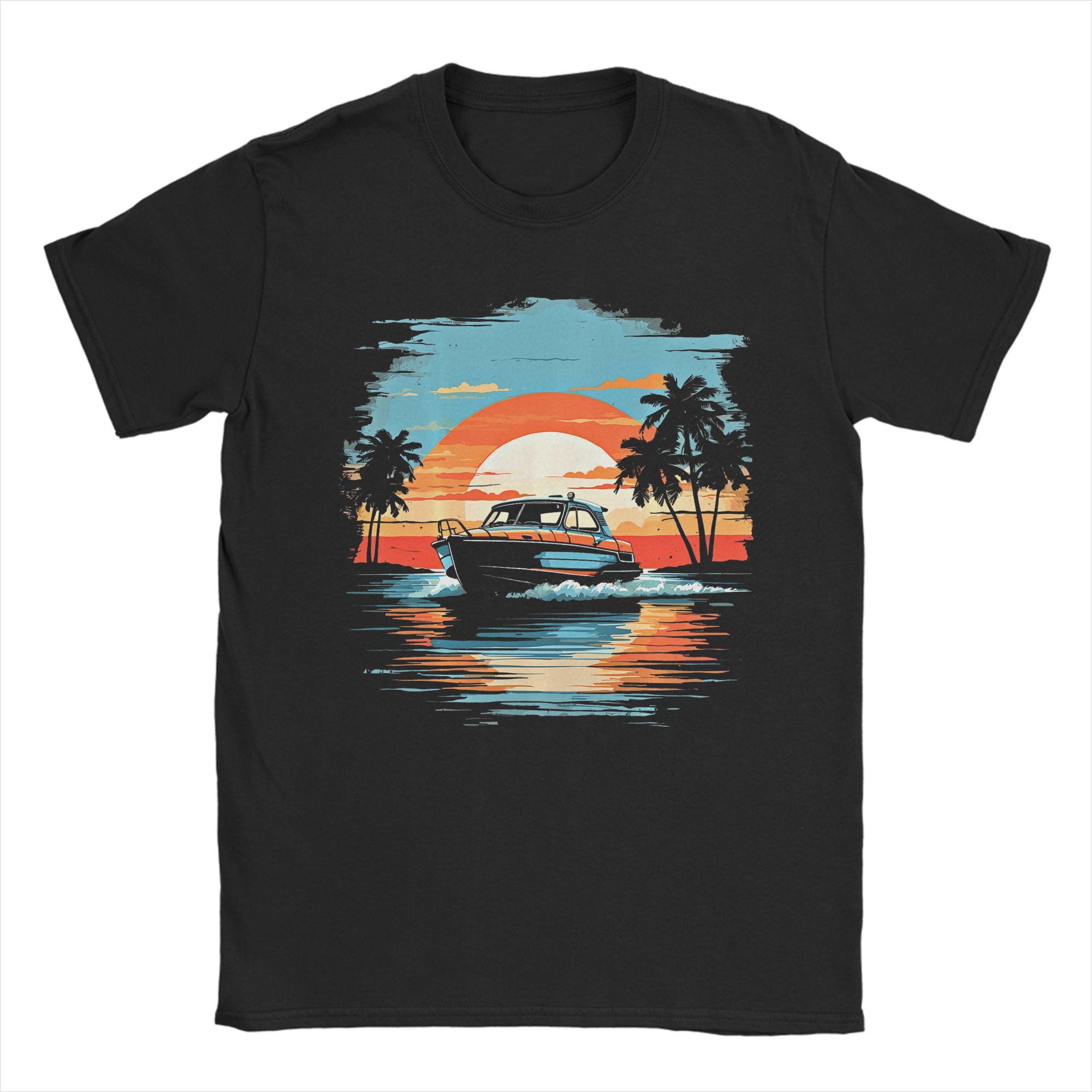Summer Clothing Ideas - Мужская футболка с принтом моторной лодки