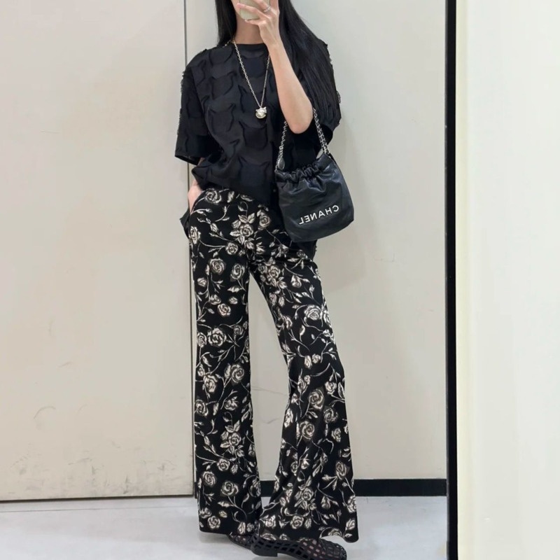 Vintage Summer Clothing Brand - Новые французские расклешенные брюки с цветочным