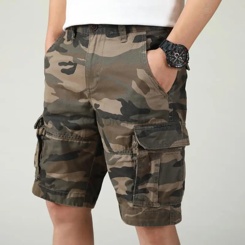 Vintage Summer Clothing Brand - Камуфляжные шорты-карго для мужчин, летние повседневные
