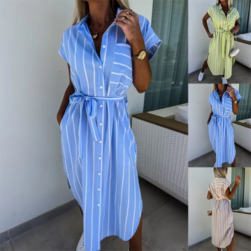 Полосатое платье-рубашка с кор – обзор и цена Summer Clothing Looks
