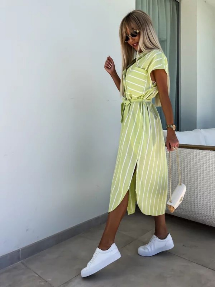 Полосатое платье-рубашка с кор – обзор и цена Summer Clothing Looks